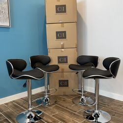 New 4 Black Bar Stools 