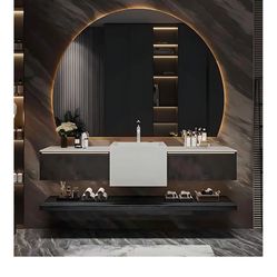 56in Vanity With Sink With LED Mirror 