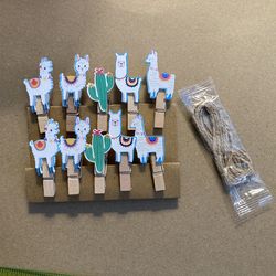 Cute Set Of 10 Llama Themed Clips Photo/note Cord