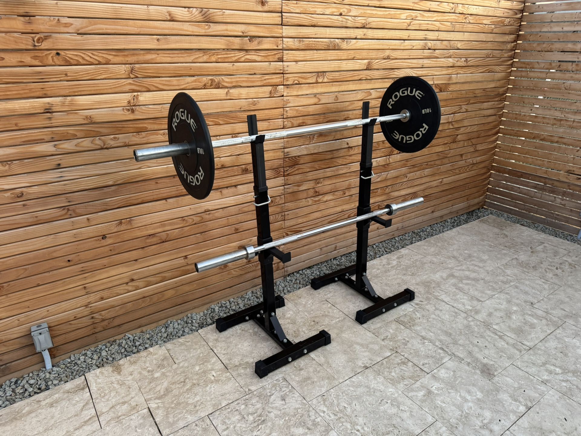 Adjustable Barbell Rack Stands – Heavy Duty Pair, 36”-62” Height, Multi-Purpose