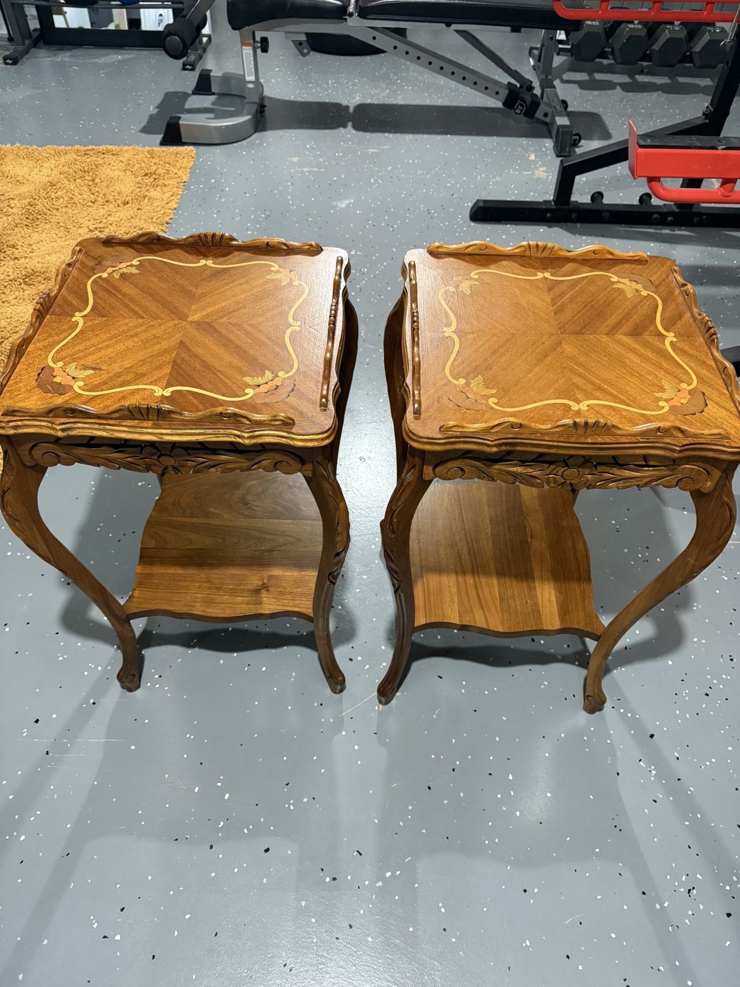 Vintage French Provincial / Louis XV Style Inlaid Side Tables