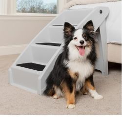Pet Stairs (Portable Indoor/Outdoor Pet Steps, Grey, 25 Inch)