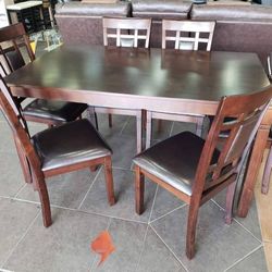 Paige Brown 7pc Dining Set, Table,Chairs,Comedor☆Ask Financing ❤️ $545
