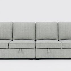 Modern Light Gray 4-Seat Storage Sofa with Nailhead Trim