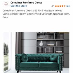 Green Velvet Sofa/Couch