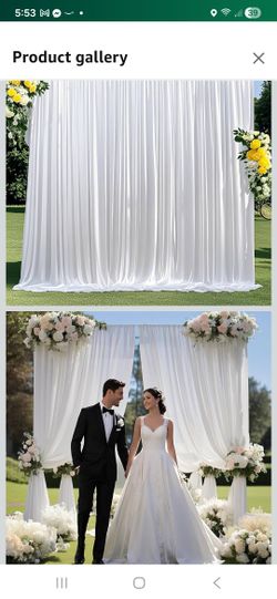 2 Panels  White Backdrop Curtains 10ft