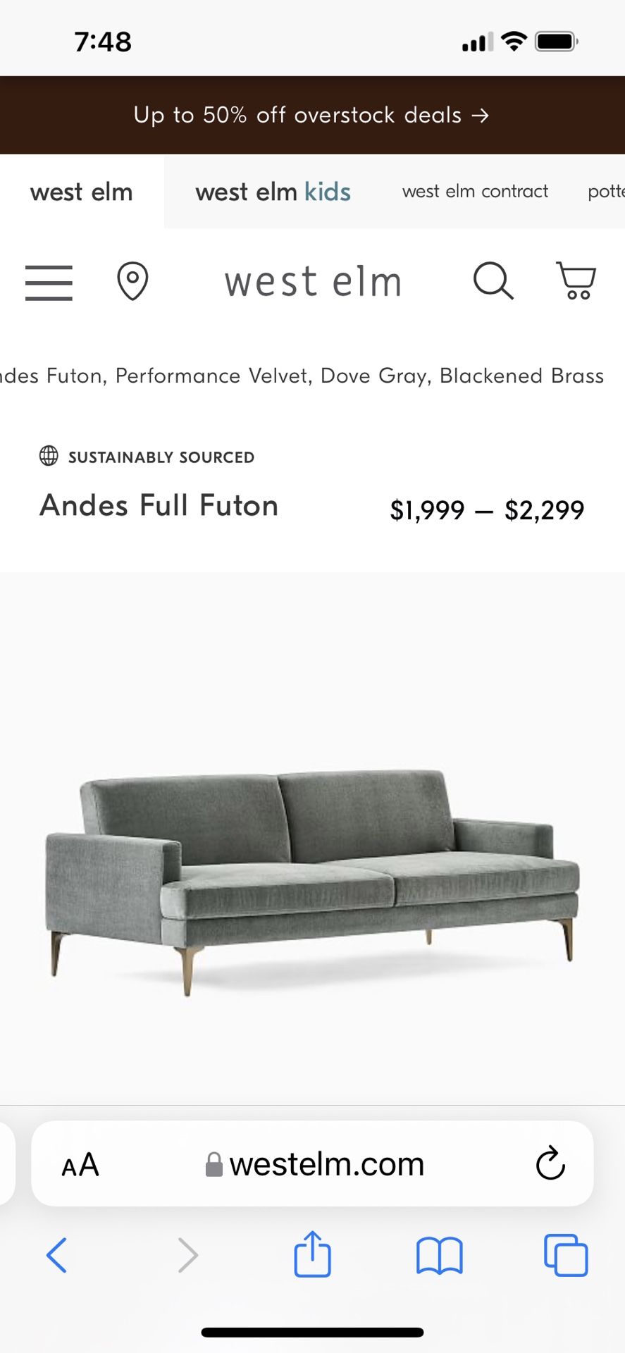West Elm Andes Full Futon