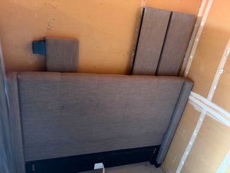 Queen Upholstered Platform Bed Frame - Modern Gray Fabric - Garage Clearance Sale