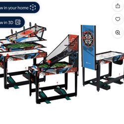 48" 7-in-1 Multi Game, Basketball, Air Hockey, Suction Cup Darts and more, by MD Sports