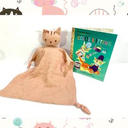 Kitten Muslin Lovey Security Blanket & The Color Kittens Book Gift Set