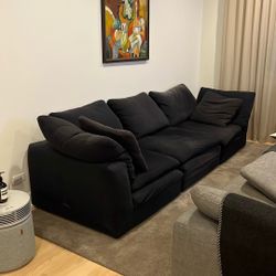 RH Cloud Sofa / Black / Four Piece Sofa 