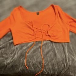 Halter Neck Crisscross Front Crop Top Orange