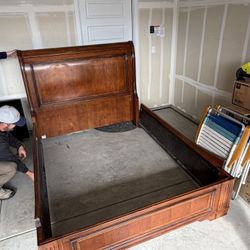 Solid Oak Sleigh Bed Frame (Queen) 