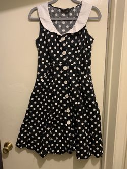 ♡ PIN-UP ♡ Size M Black And White Polka Dot Dress