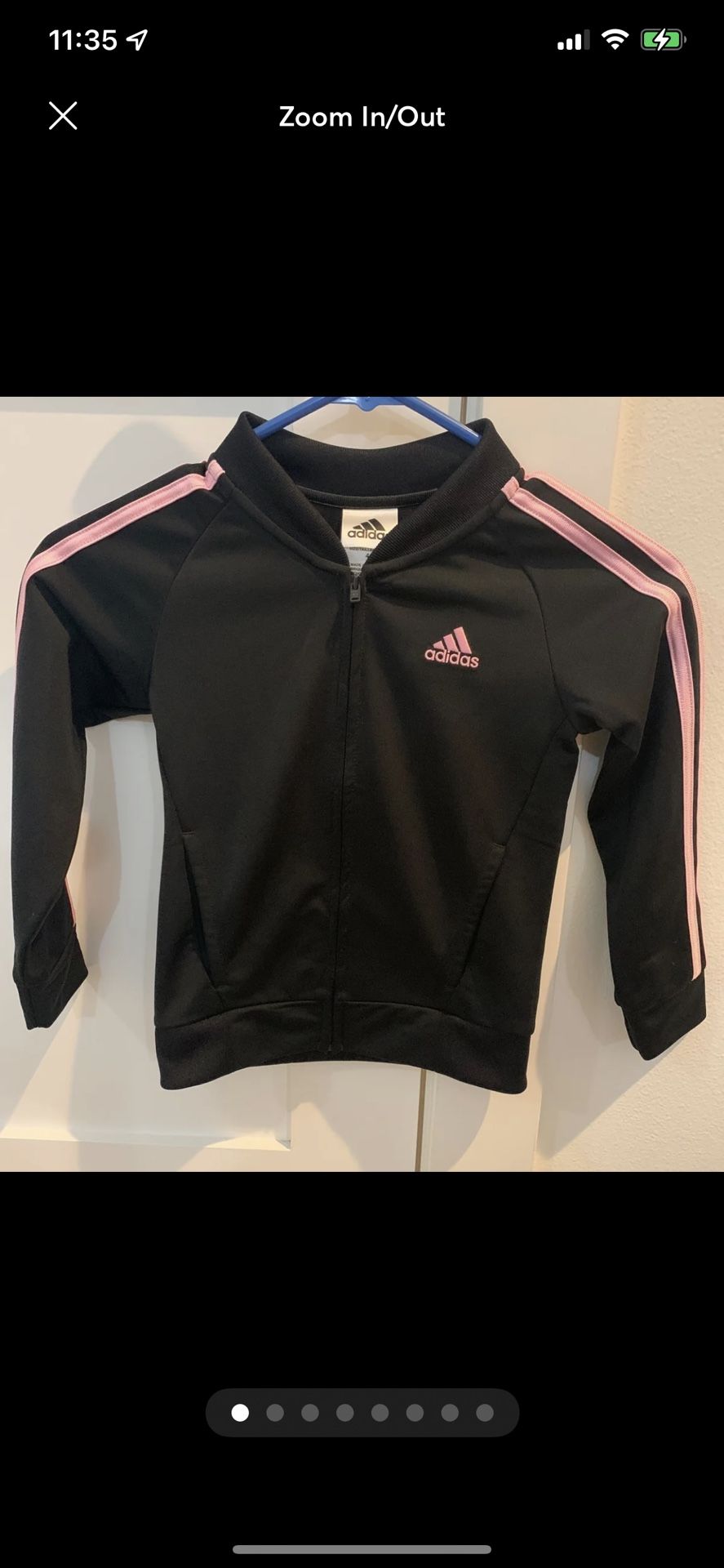 GIRLS ADIDAS BLACK PINK ZIP UP JACKET SIZE 4