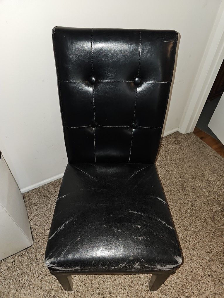 Black Armless Chair Faux Leather