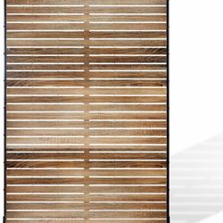 FENCY Metal Privacy Screen 72" H×47" W Natural Wood Color Outdoor Privacy Screen, Freestanding Decor