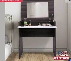 Dressing Table w/Flip-Up Mirror & Jewelry Storage Space Chic Makeup Vanity Table