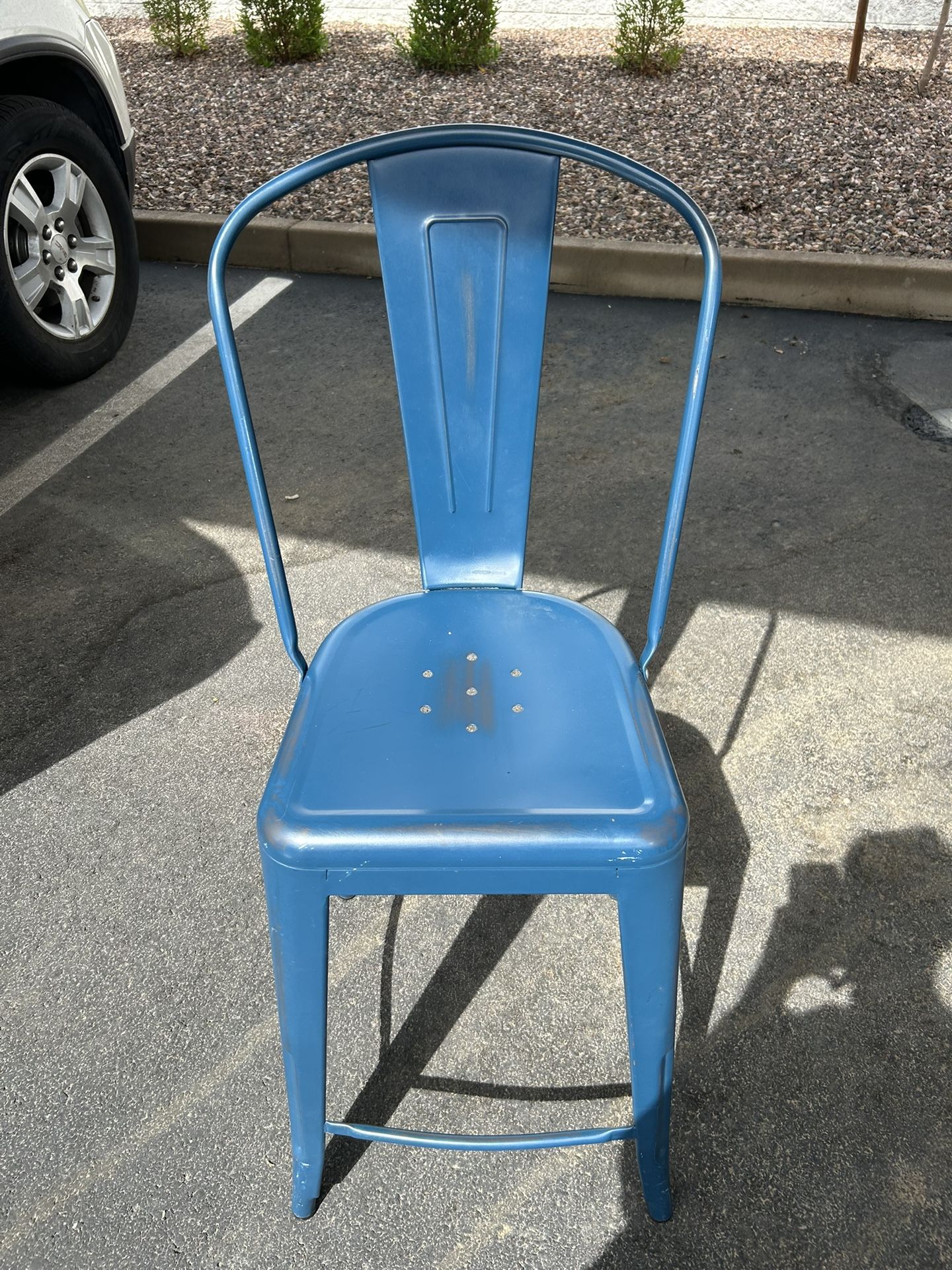 Industrial Blue Metal Bar Stool 