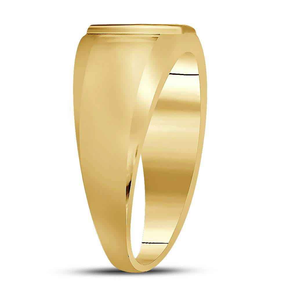 Saris and Things 10kt Yellow Gold Mens Round Diamond Cross Band Ring 1/20 Cttw