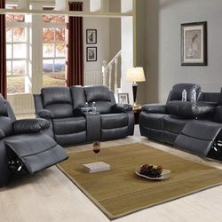Sofa set . 5reclining leather with cup holder 
