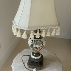 RARE Antique Vintage Italian Capodimonte-Style Porcelain Table Lamp 29.5” x 12.5”