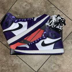 Jordan 1 Retro High Court Purple White Size 13