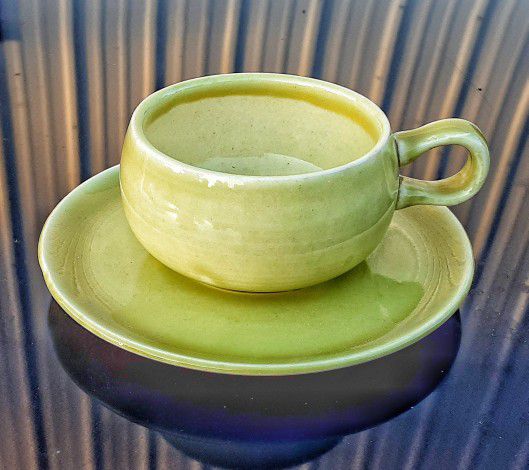 Russel WRIGHT avocado Green Steubenville Expresso Cup & Saucer American Modern 