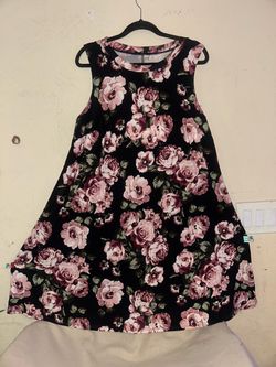 Black Floral Sleeveless Swing Dress