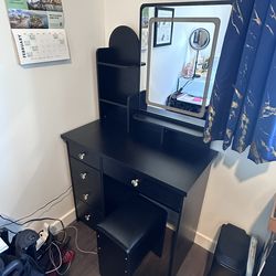 Black Vanity With Mirror Light 3 Modes