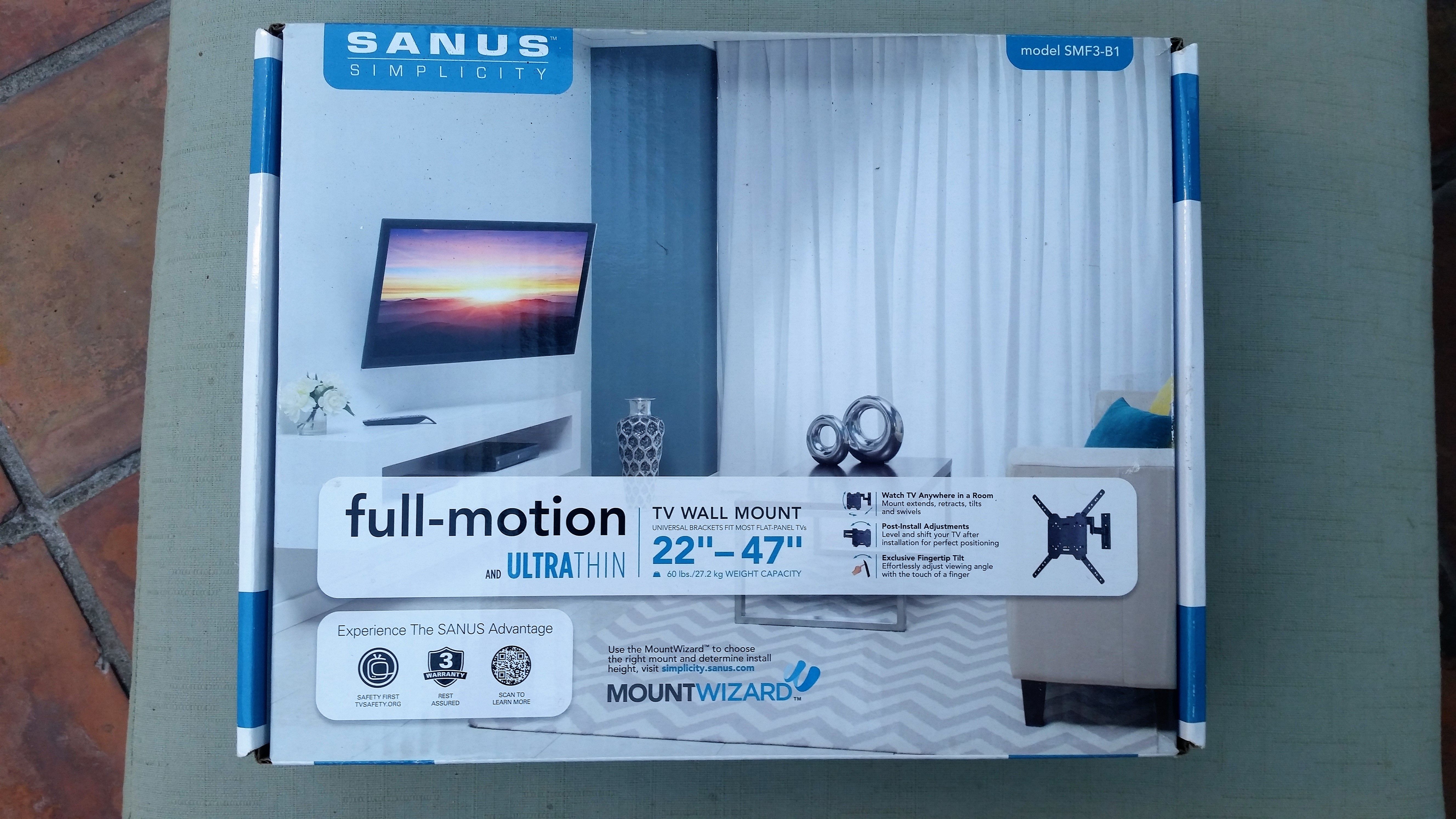 Sanus SMF3-B1 Full-Motion Tilt & Swivel TV Wall Mount fits most flat-panel TV’s