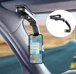 Sun Visor Phone Holder for Car Multifunctional 360° Rotating Sun Visor Cell Phone Holder with IPhone/Samsung/Andro