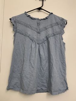 Womens Blue Shirt With Ruffles Womens Size Small