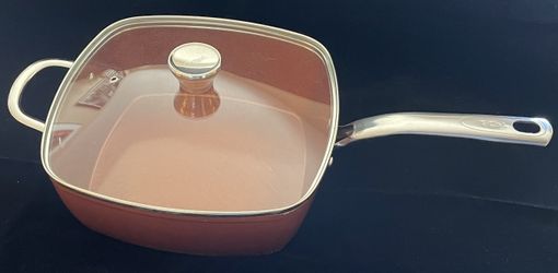 T-Fal Square Saute Pan with Lid 5.5 Quart, Copper Color