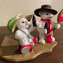 Vintage 1990's Porcelain Polar Bear On Snowmobile And Polar Bear Cubs Also Porcelain Like New Never Used Located In Palm Springs Ca 