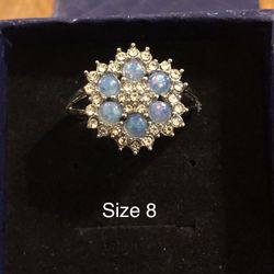 Blue Opal Round Stones, Ring