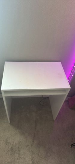White Minimalist Desk with Storage Shelf