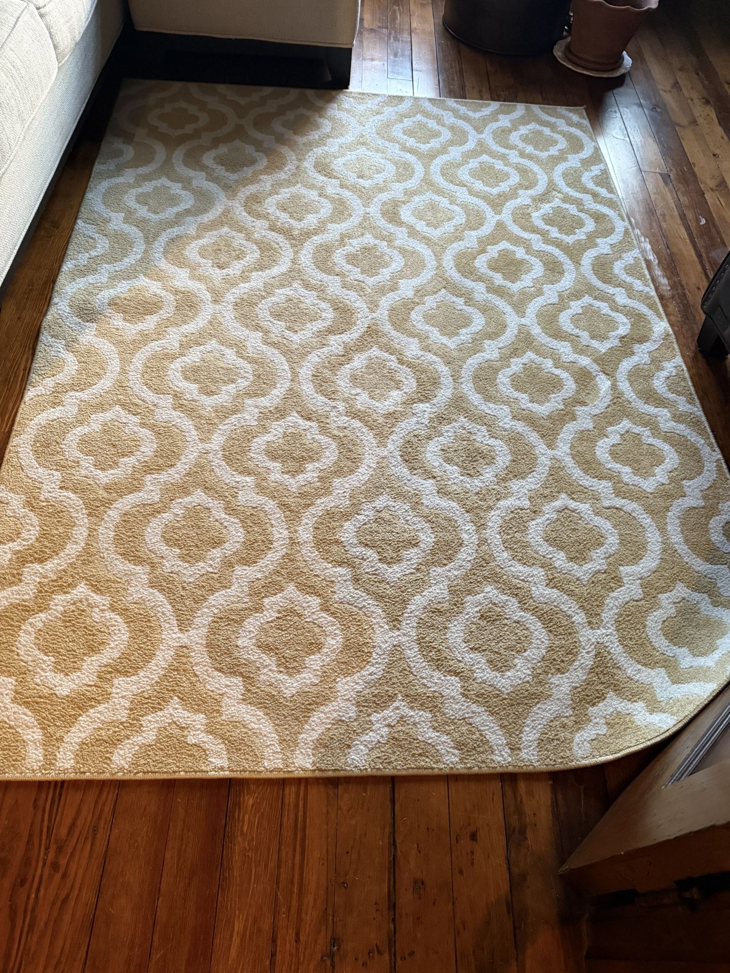 5x7 ‘ Area Rug Yellow And White