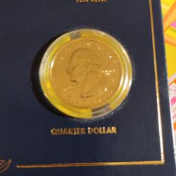 1999 24k Gold Plated Washington Quarter For Sale 