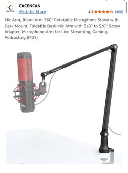 Mic Arm, Boom Arm 360° Rotatable Microphone Stand with Desk Mount