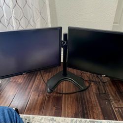 Dual 24” Computer Monitor Setup With Stand