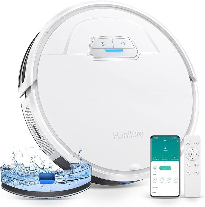 HONITURE Robot Vacuum and Mop Combo, 4000pa Strong Suction, G20 Robot Vacuum Cleaner with Self-Charging, 150Mins Max, App&Remote&Voice Control, Super