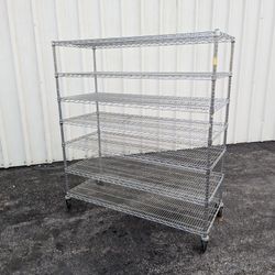 7 Shelf tier 24x60x74 Complete chrome rolling shelving rack unit Metro w casters Wheels