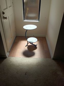 Two-Tier Round Side Table with Metal Frame