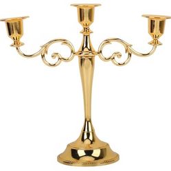 Gold 3 Arms Metal Candelabra Candlestick