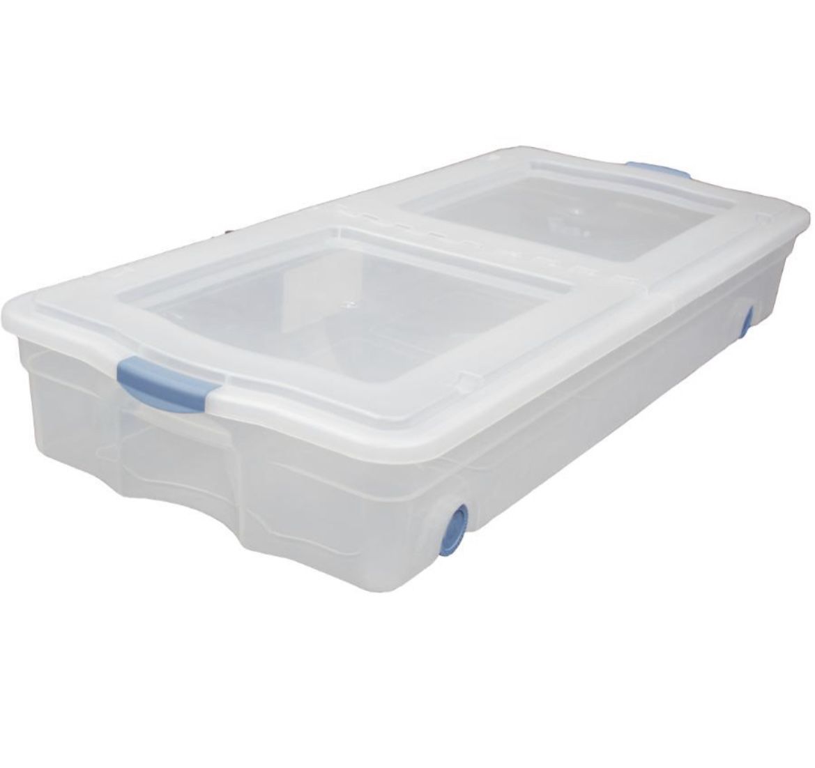 Under bed Storage Plastic Boxes With Cover & Wheels Set Of 2