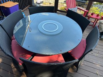 Outdoor Dining Set with Glass Table