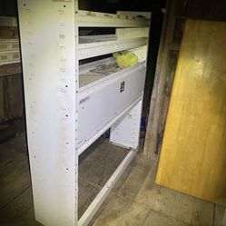van shelving unit with lock cabinet 
