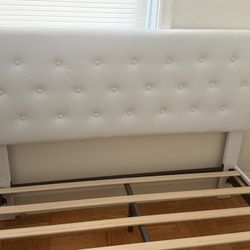 (Half) White Bed Frame w/ Tufted Headboard
