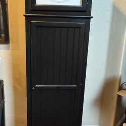 Black Farmhouse Clock Wine Cabinet